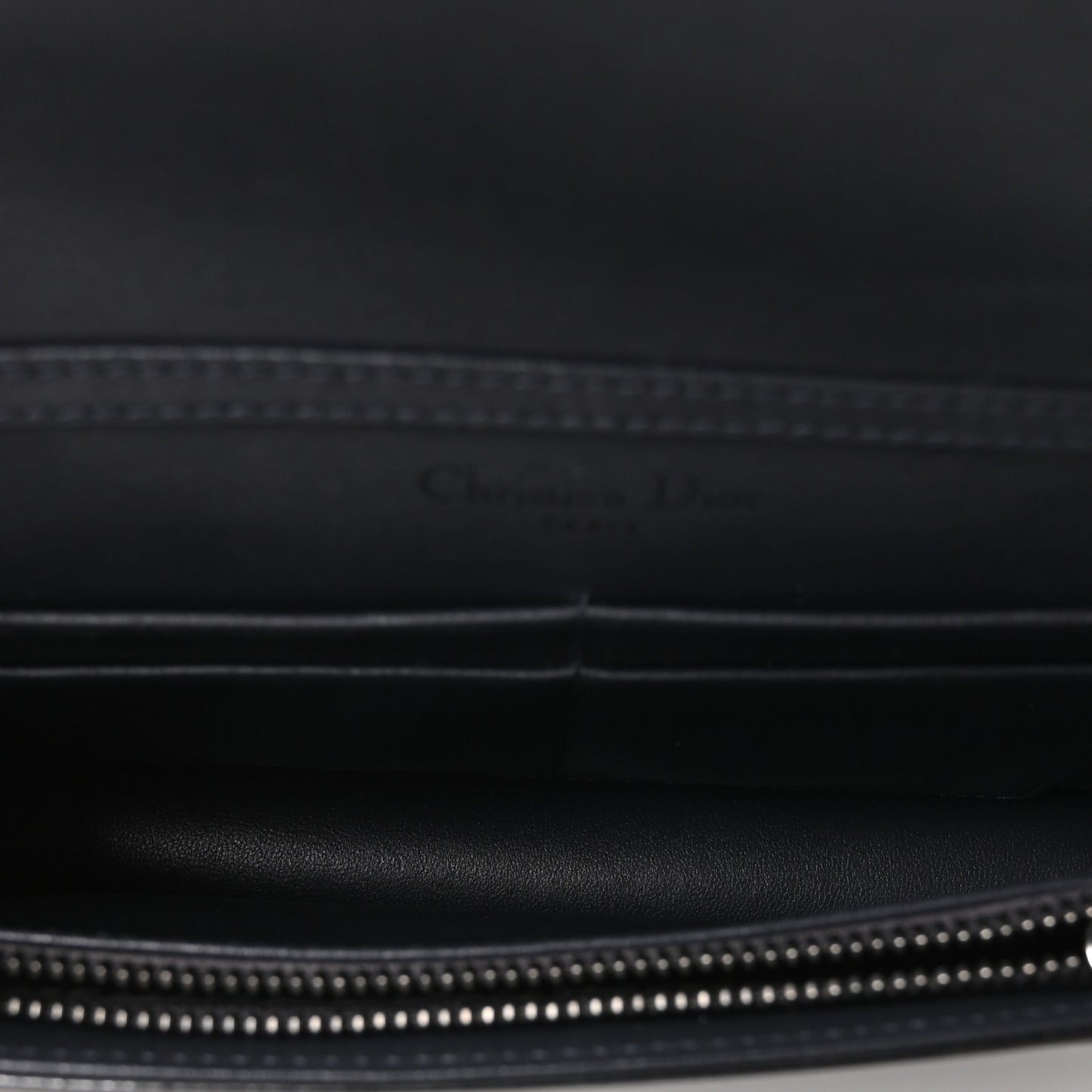 Metallic Patent Micro-Cannage Diorama Wallet on Chain Pouch Onyx Black