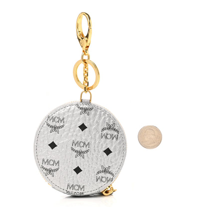MCM Metallic Visetos Round Coin Pouch Silver 2 of 8