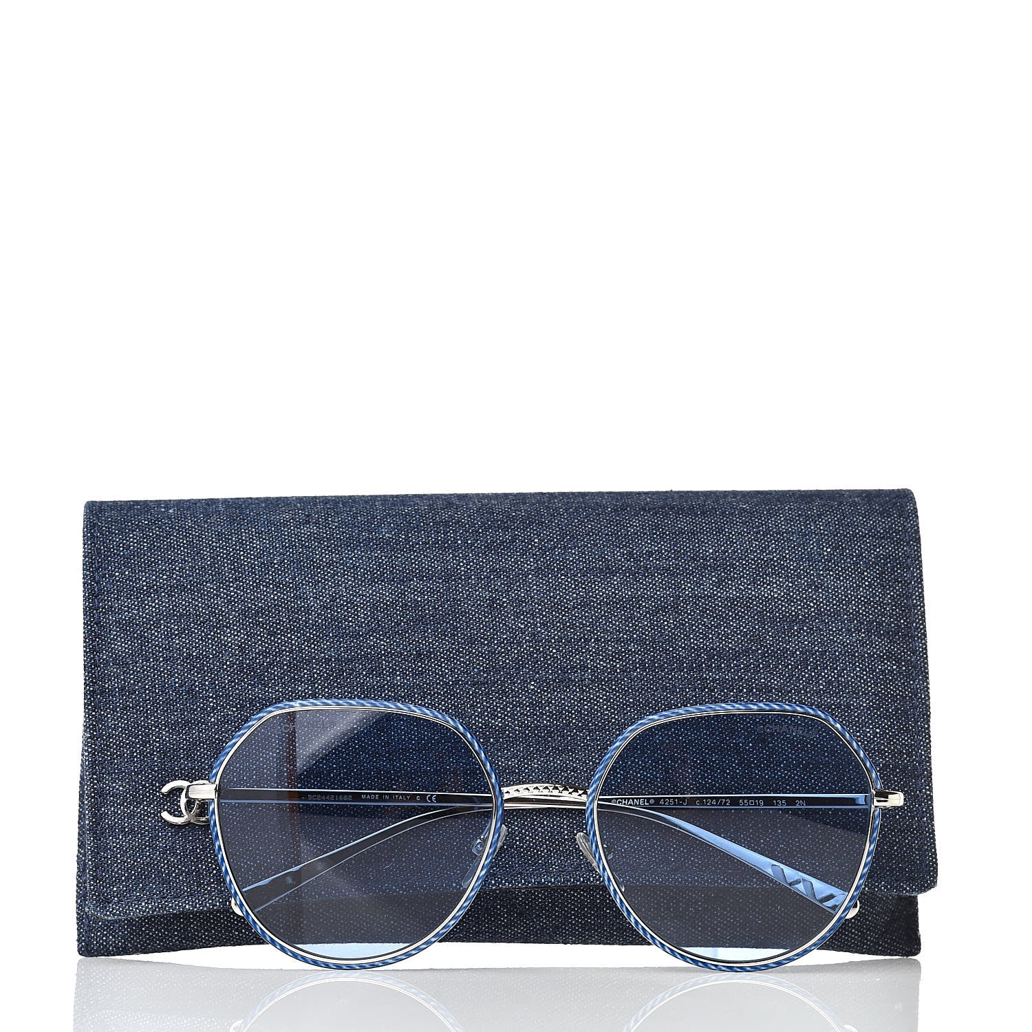 Chanel Round Sunglasses 4251-J Silver Blue 516993 – FASHIONPHILE