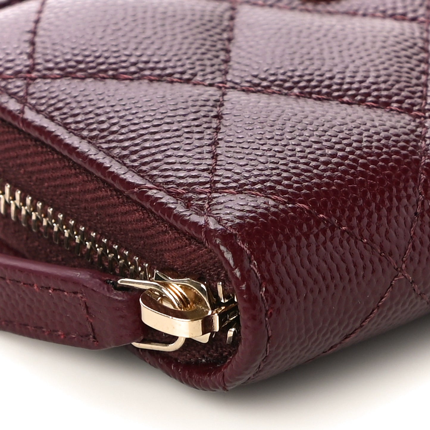 Caviar Quilted Zip Coin Purse Burgundy