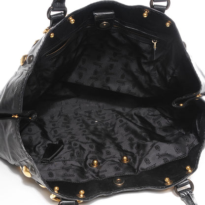 Gucci Leather Suede Fringe Large Babouska Tote Black 5 of 8
