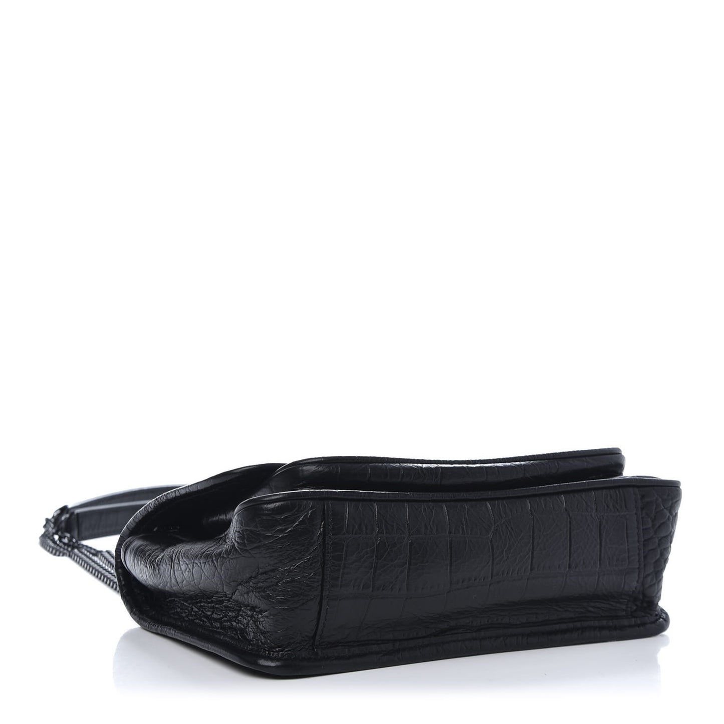 Calfskin Crocodile Embossed Matelasse Monogram Baby Niki Chain Satchel Black