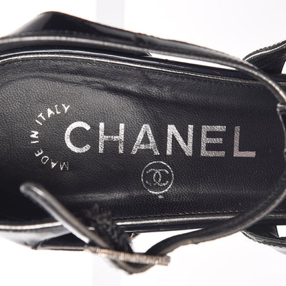 Chanel Patent Chain Sandals 38 Navy 7 of 13