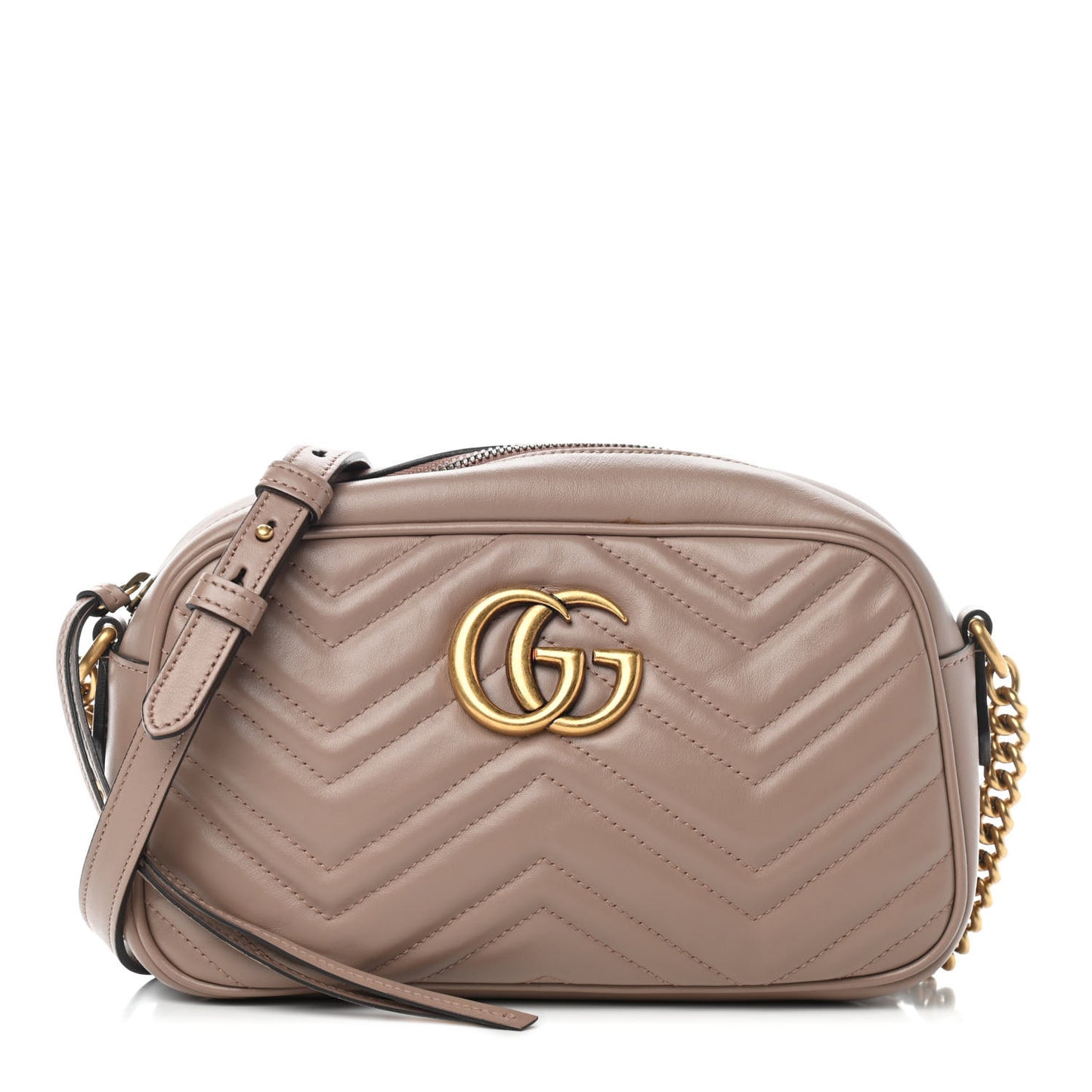 Calfskin Matelasse Small GG Marmont Chain Shoulder Bag Porcelain Rose