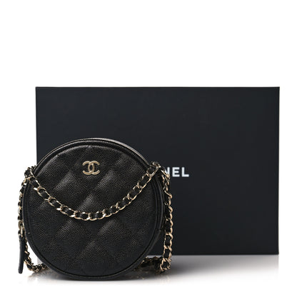 Chanel Caviar Quilted Round Clutch With Chain Black 10 of 10