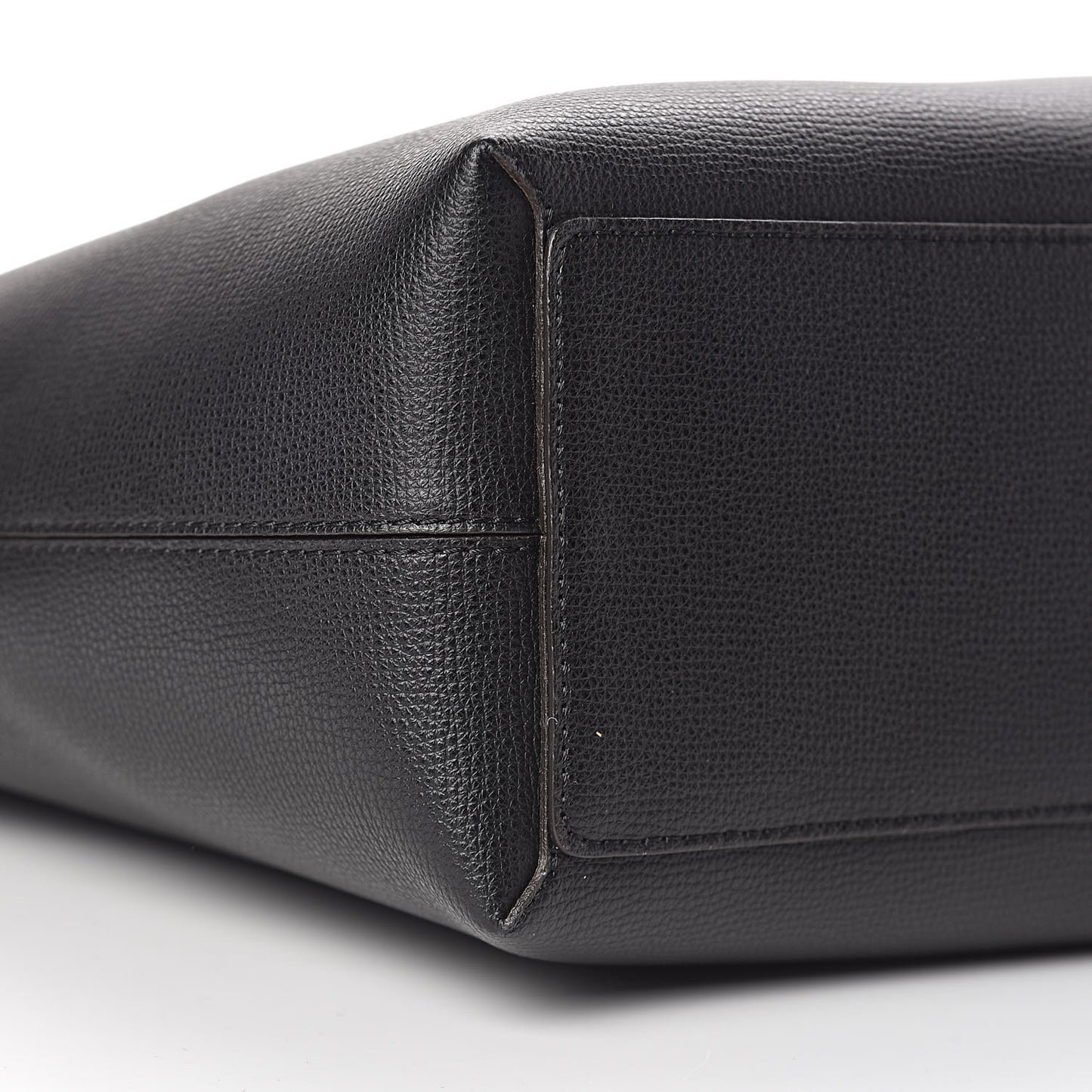 Grainy Calfskin Haymarket Check Medium Reversible Tote Black