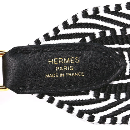 Hermes Toile Swift 50mm Sangle Cavale Shoulder Strap Black Ecru 4 of 6