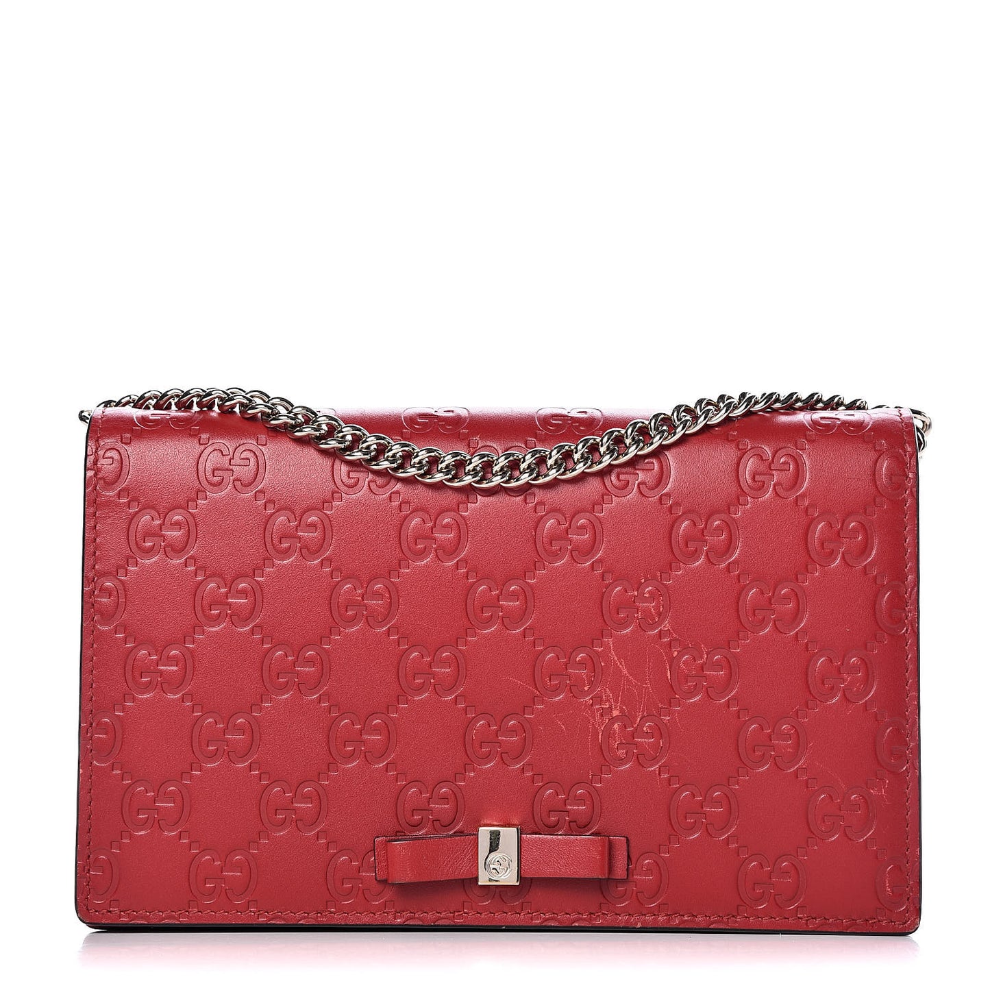 Guccissima Signature Bowy Chain Wallet Hibiscus Red