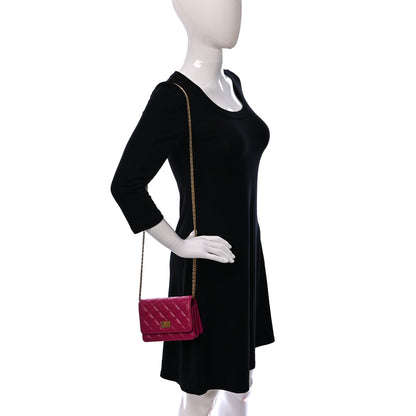 Chanel Aged Calfskin Quilted Mini Reissue Wallet On Chain WOC Fuchsia 2 of 10