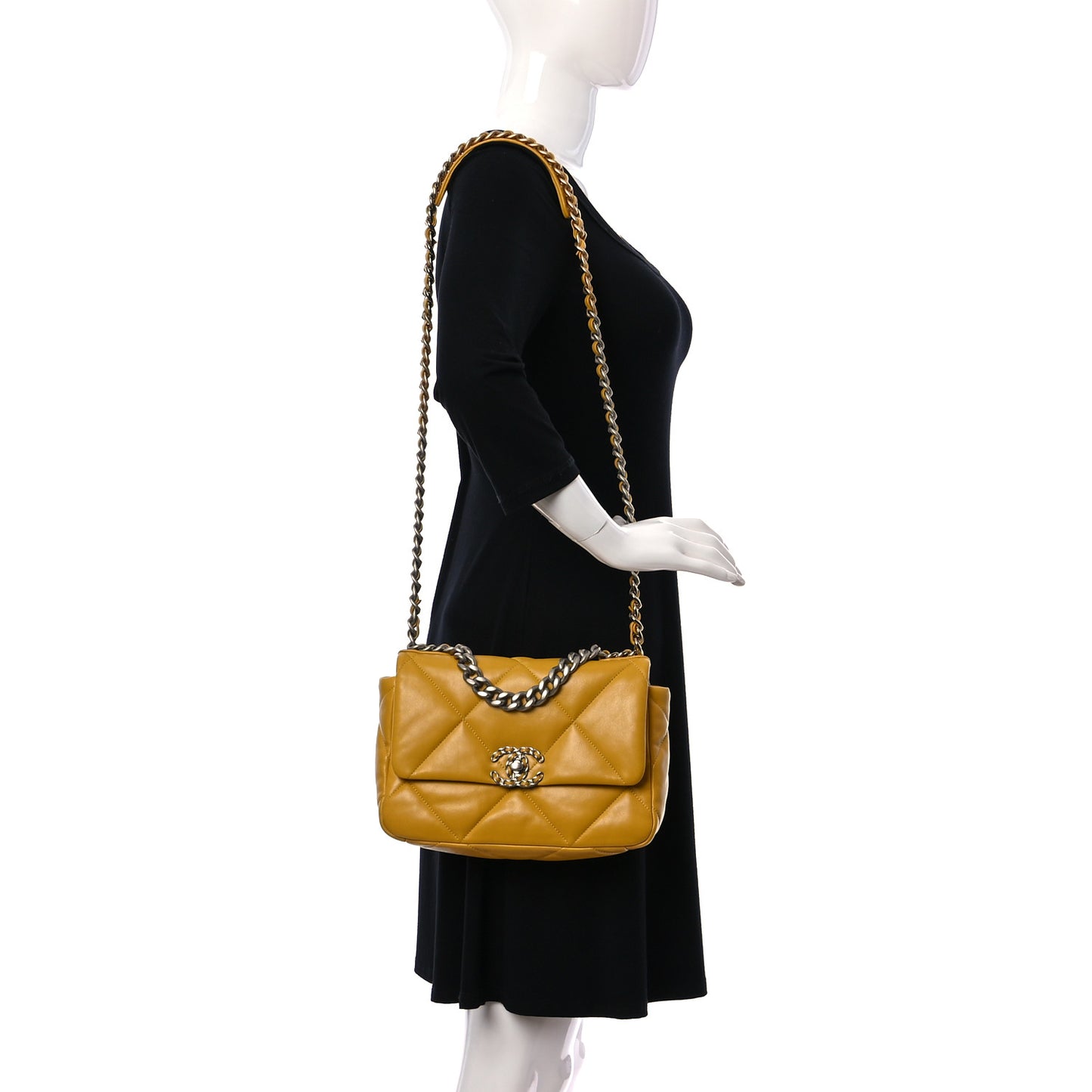 Lambskin Quilted Medium Chanel 19 Flap Yellow