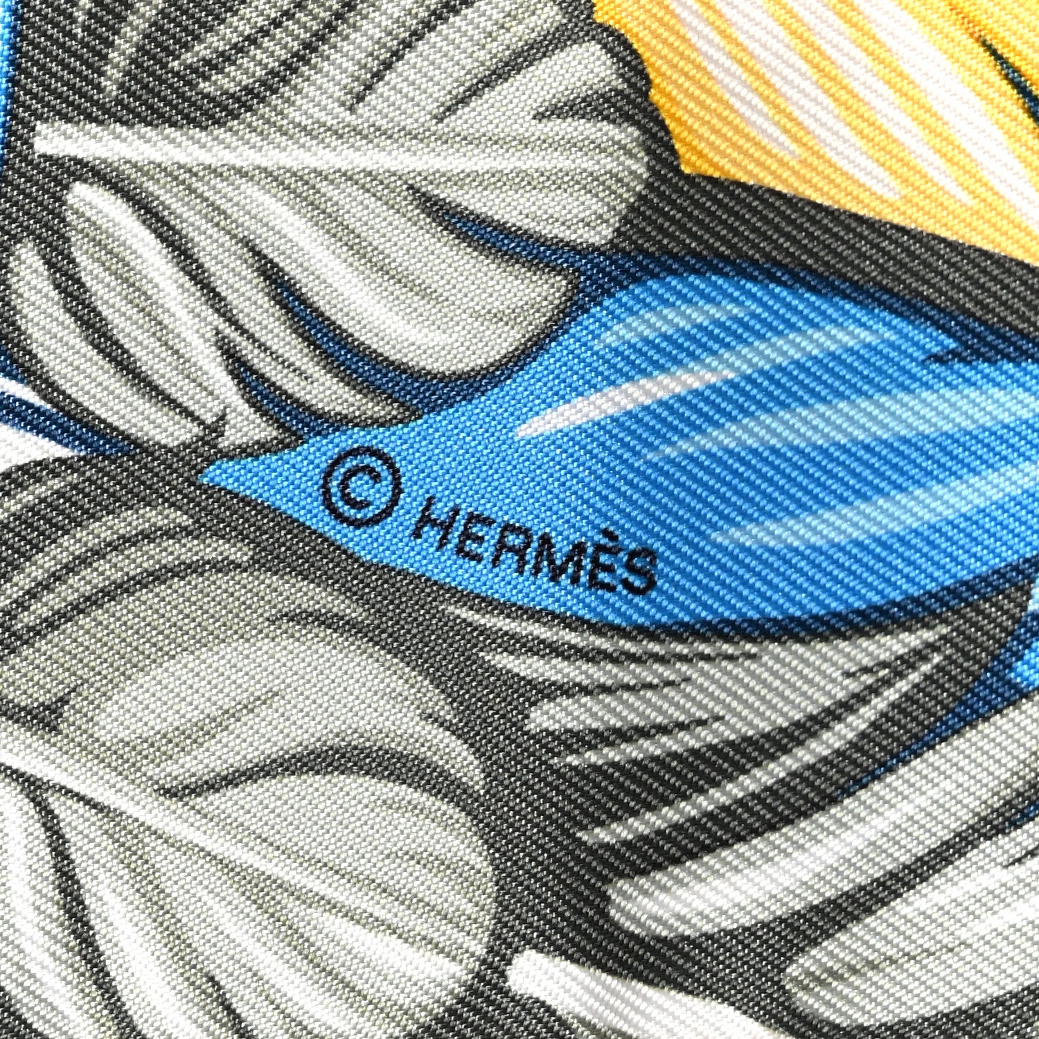 Hermes Silk La Danse Pacifique Twilly Jaune D'Or Kaki Orange 4 of 7