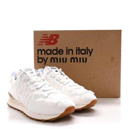 Miu Miu X NEW BALANCE Denim Marmorizzato 574 Sneakers 38.5 White 9 of 9