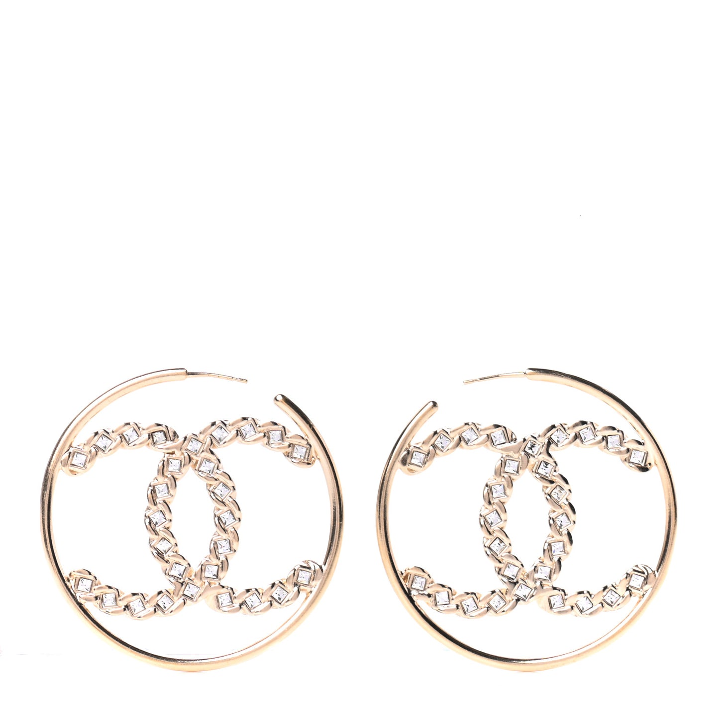 Crystal High Society CC Hoop Earrings Gold