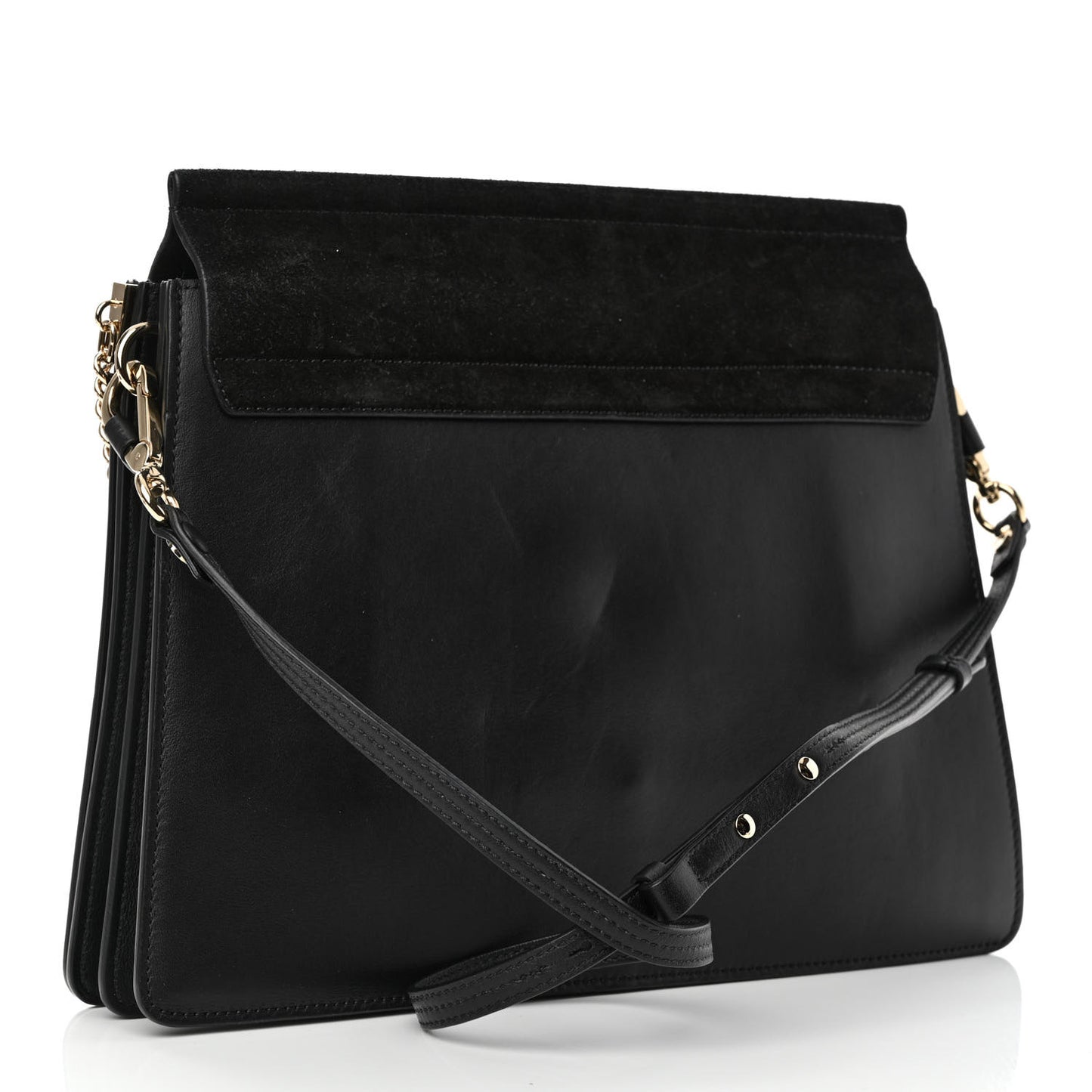 Suede Calfskin Medium Faye Shoulder Bag Black