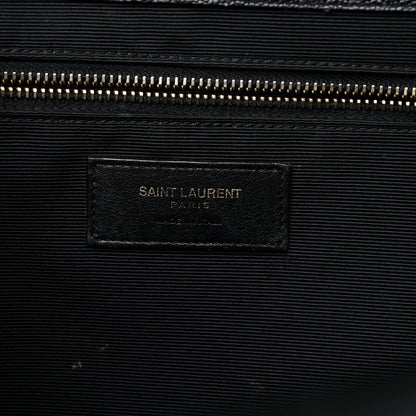 Saint Laurent Grain De Poudre Matelasse Chevron Large Monogram Satchel Black 6 of 20