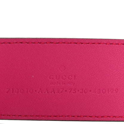 Gucci Calfskin Floral Heron G Cube Memorable Buckle 40mm Belt 75 30 Pink Green Multicolor 4 of 5