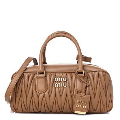 Miu Miu Nappa Matelasse Large Arcadie Top Handle Bag Caramel 1 of 8