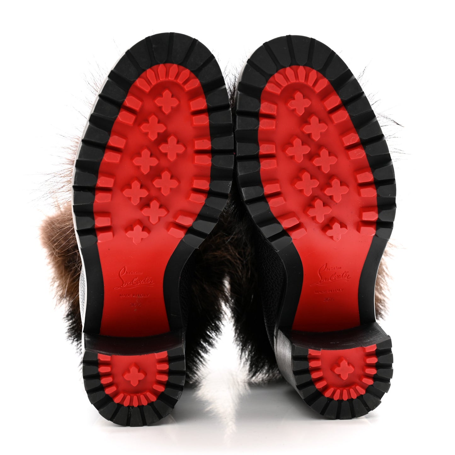 Grained Calfskin Raton Laveu Racoon Fur Fanny 70 Ankle Boots 36.5 Black