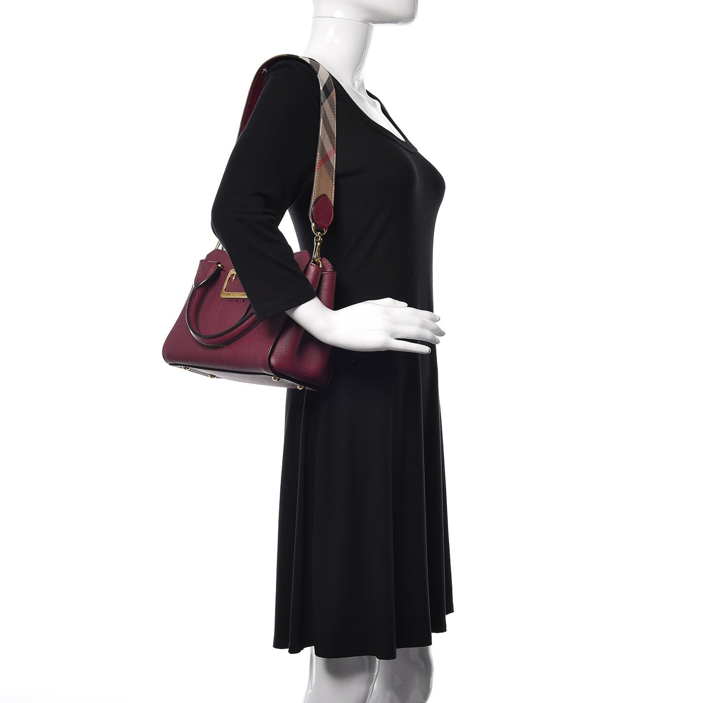 Soft Grain Calfskin Small Buckle Tote Dark Plum