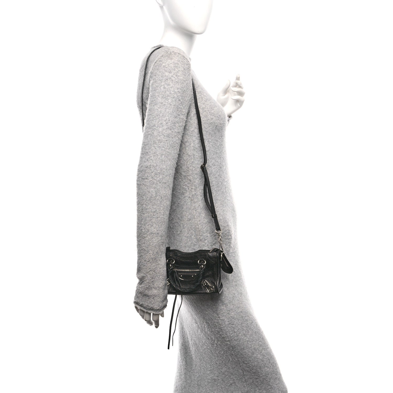 Balenciaga Chevre Silver Metallic Edge Hardware Nano City Black 2 of 11