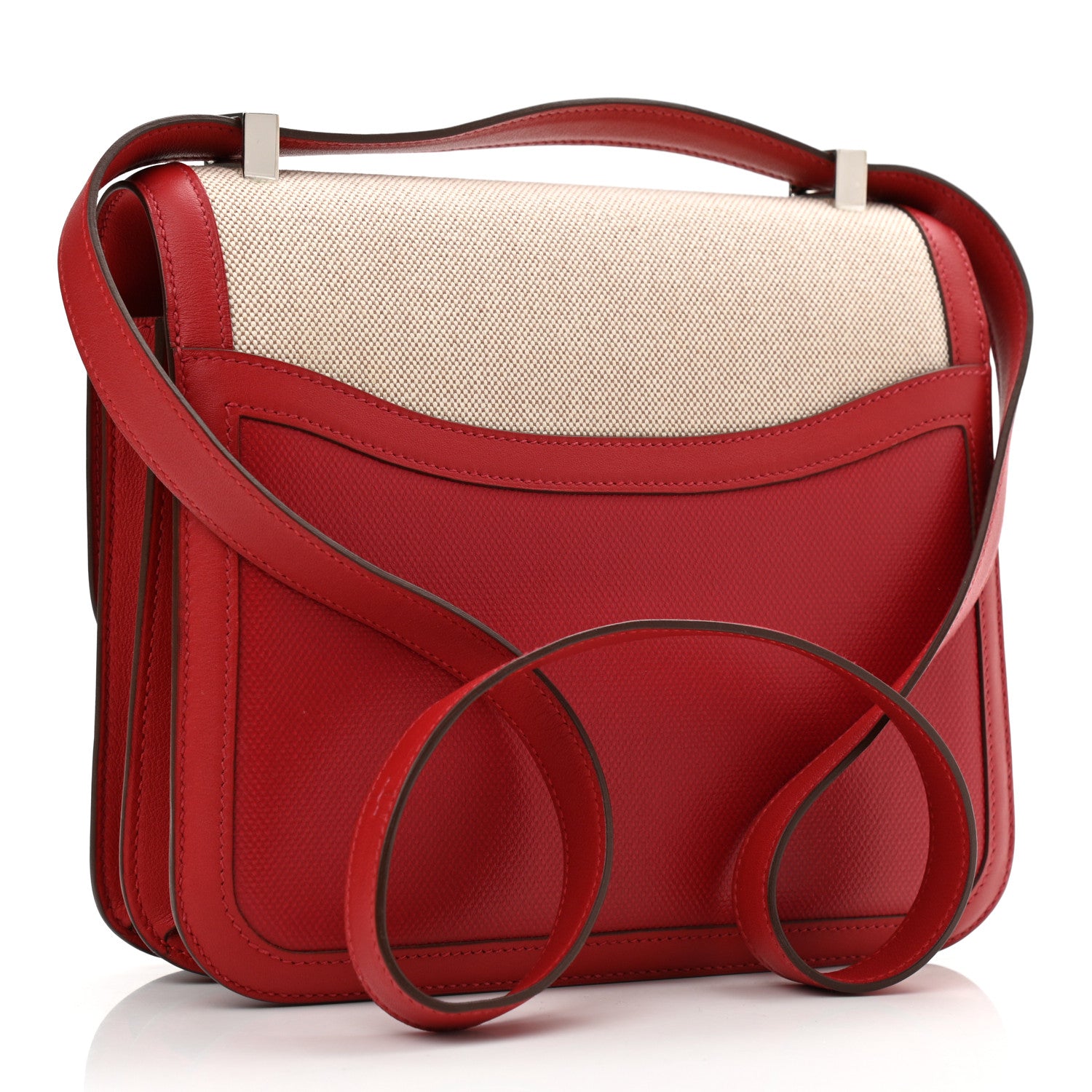 Hermes Swift Toile H Berline Constance 24 Rouge Piment Ecru 3 of 11