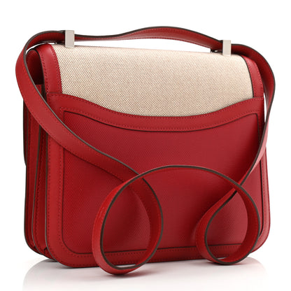 Hermes Swift Toile H Berline Constance 24 Rouge Piment Ecru 3 of 11
