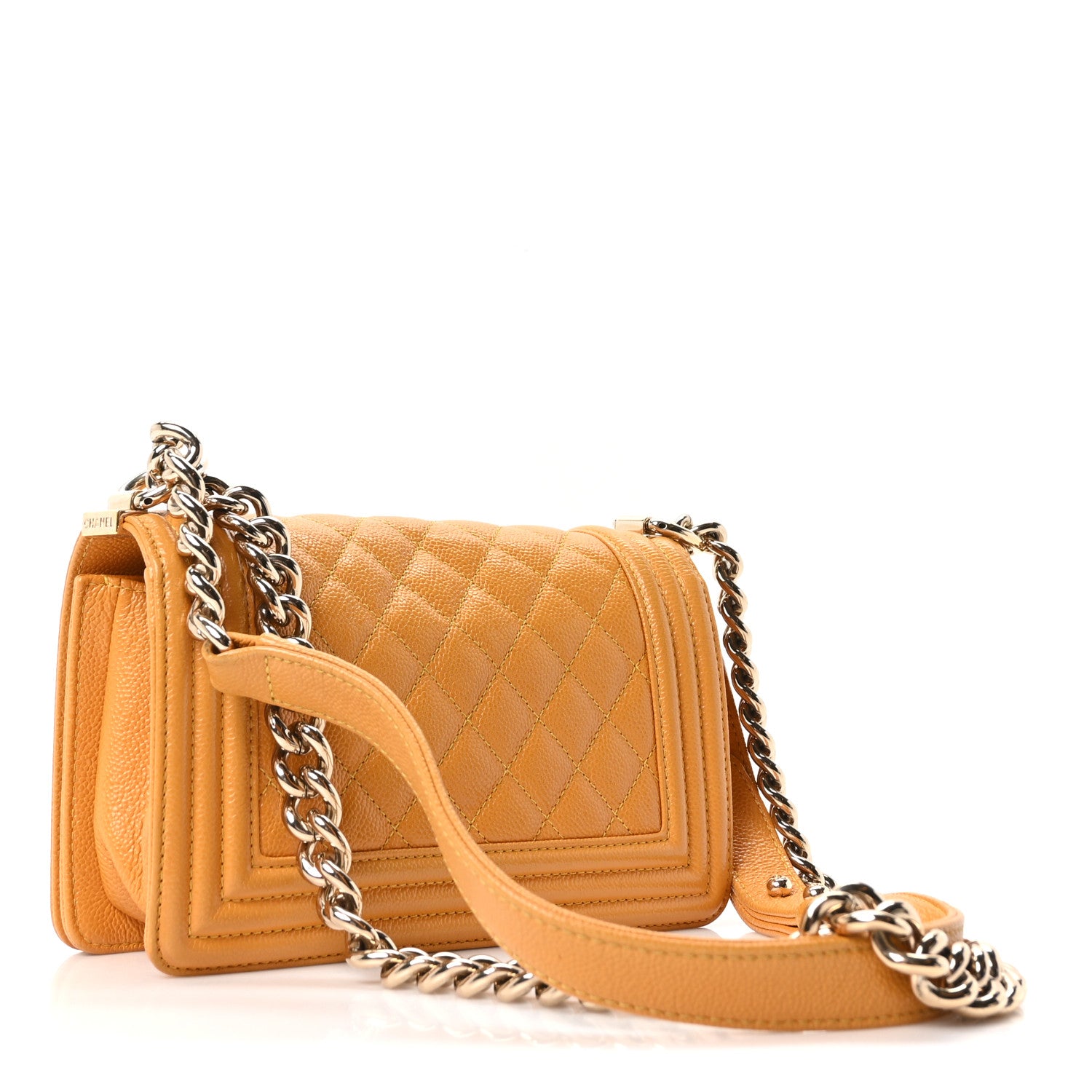 Chanel Caviar Quilted Small Boy Flap Yellow 3 of 10