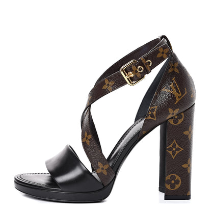 Louis Vuitton Calfskin Monogram Matchmake Cross Sandals 40 Black 1 of 11
