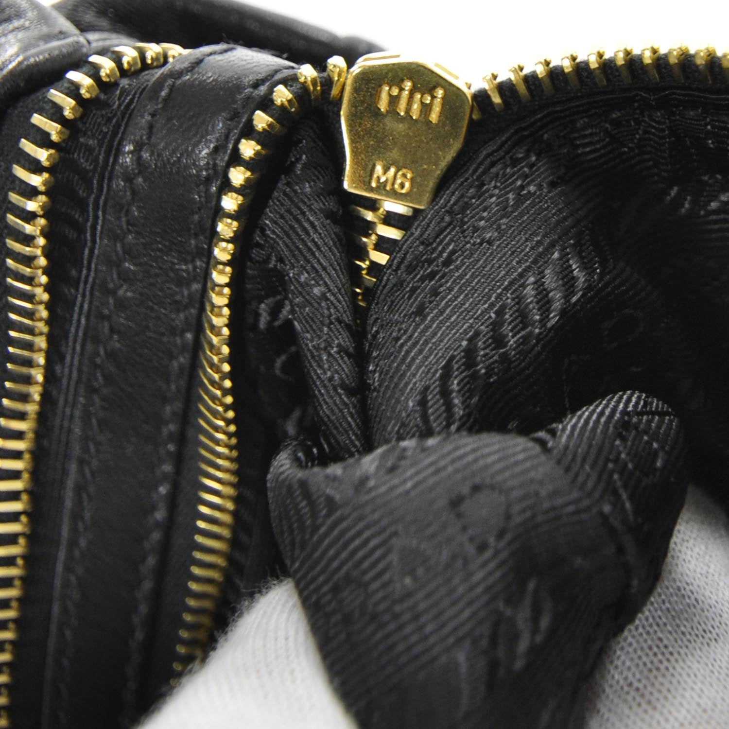 Prada Nappa Dressy Gaufre Ruched Clutch Nero 10 of 10