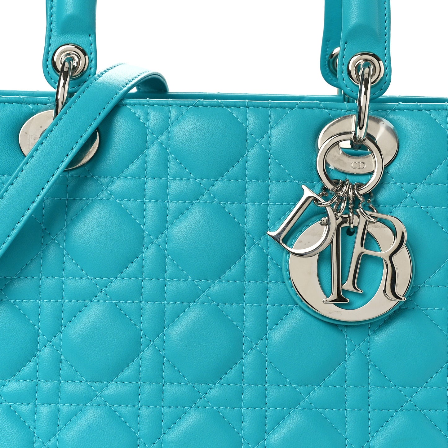 Lambskin Cannage Medium Lady Dior Turquoise