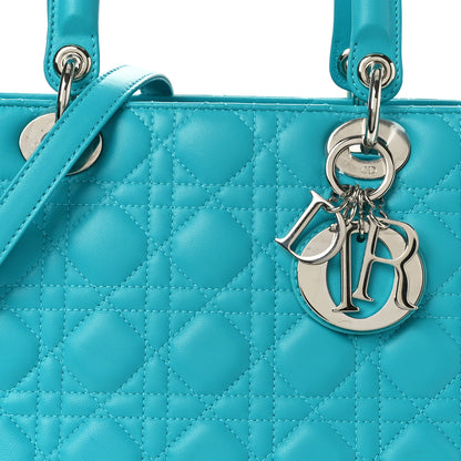 Christian Dior Lambskin Cannage Medium Lady Dior Turquoise 8 of 10