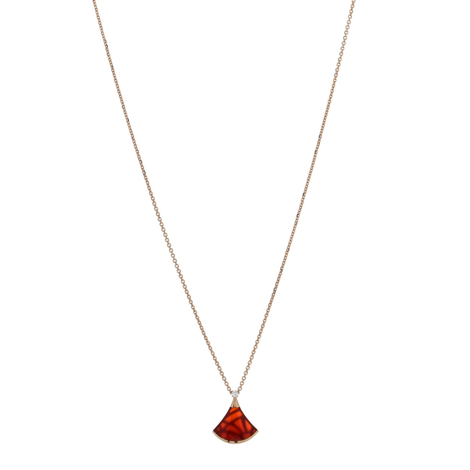 Bulgari 18K Rose Gold Diamond Carnelian Divas' Dream Pendant Necklace 1 of 5
