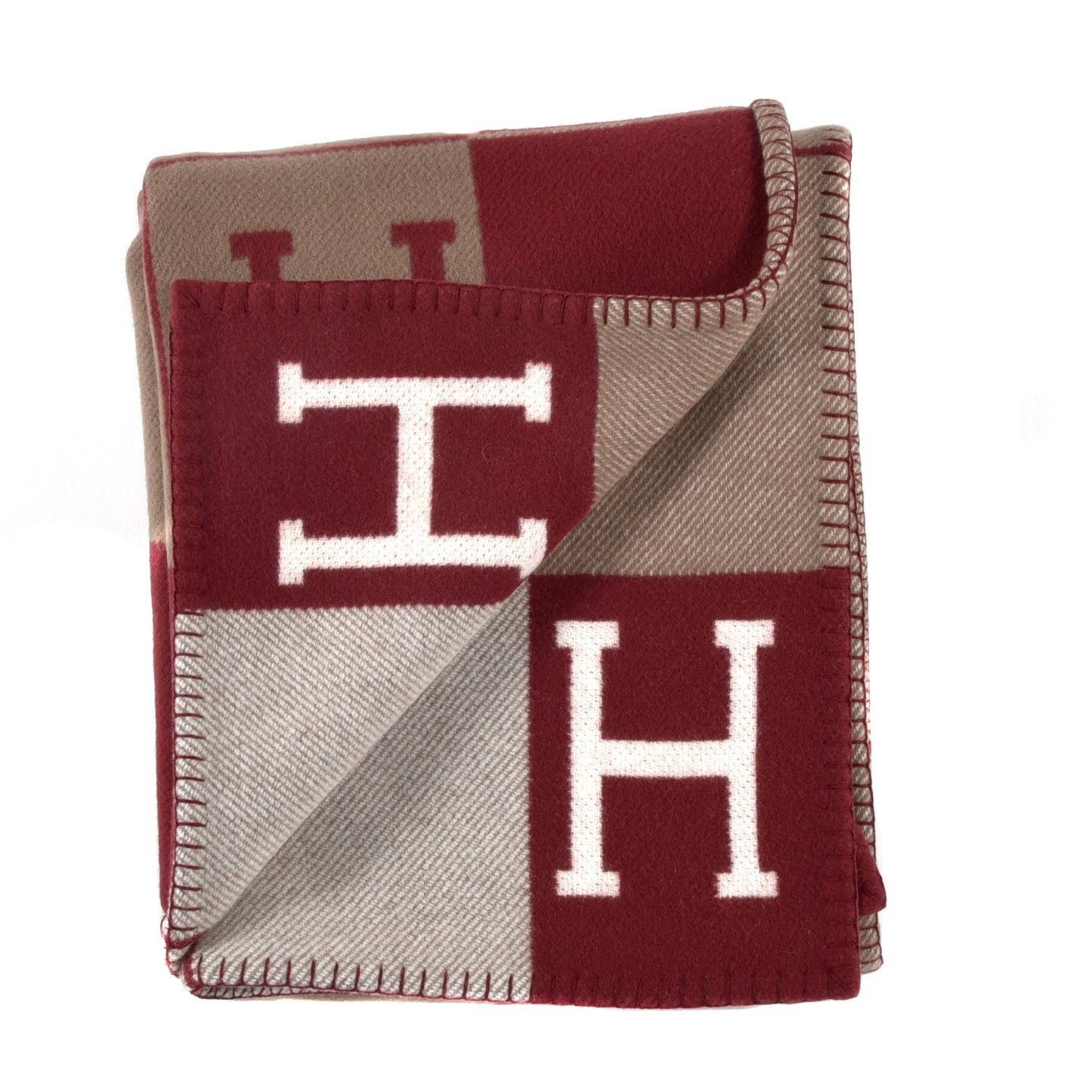 Wool Cashmere Avalon Blanket Ecru Rouge H