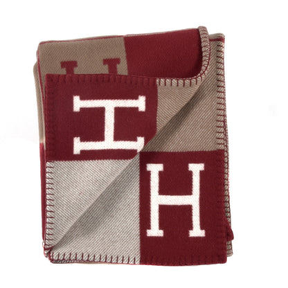 Hermes Wool Cashmere Avalon Blanket Ecru Rouge H 2 of 3