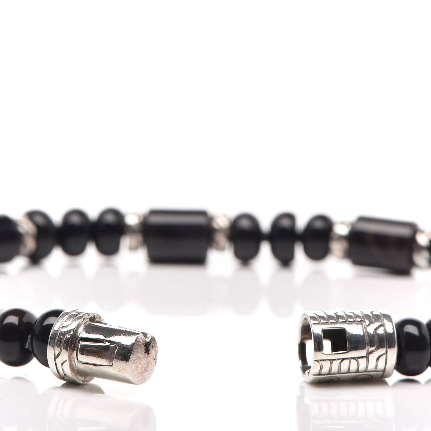 Sterling Silver Banded Agate Classic Chain Bead Bracelet