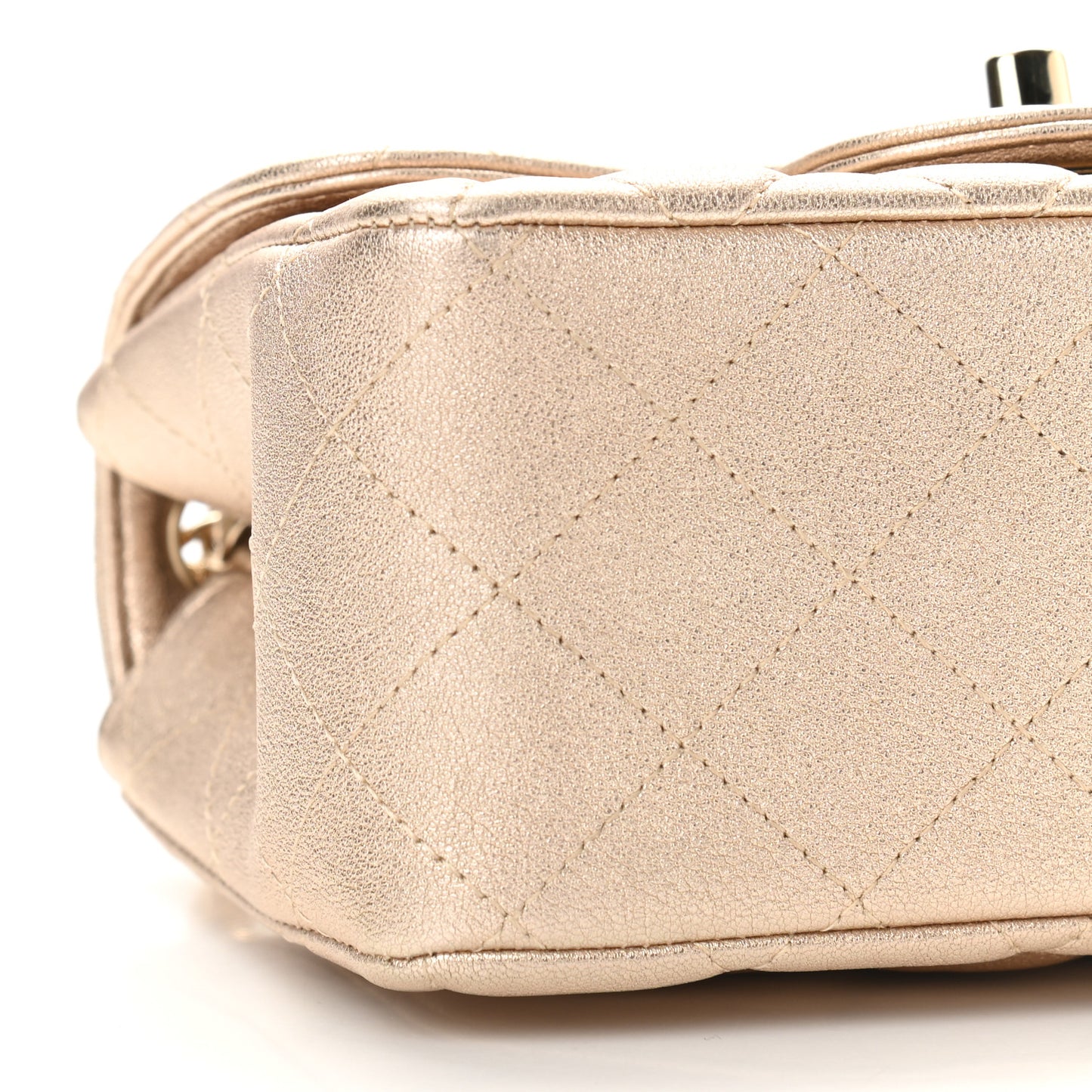 Metallic Lambskin Quilted Mini Square Flap Gold