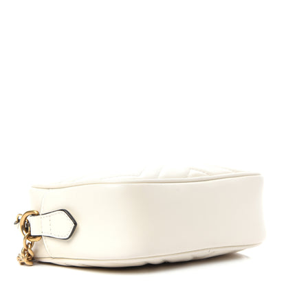 Gucci Calfskin Matelasse Mini GG Marmont Chain Shoulder Bag White 4 of 10
