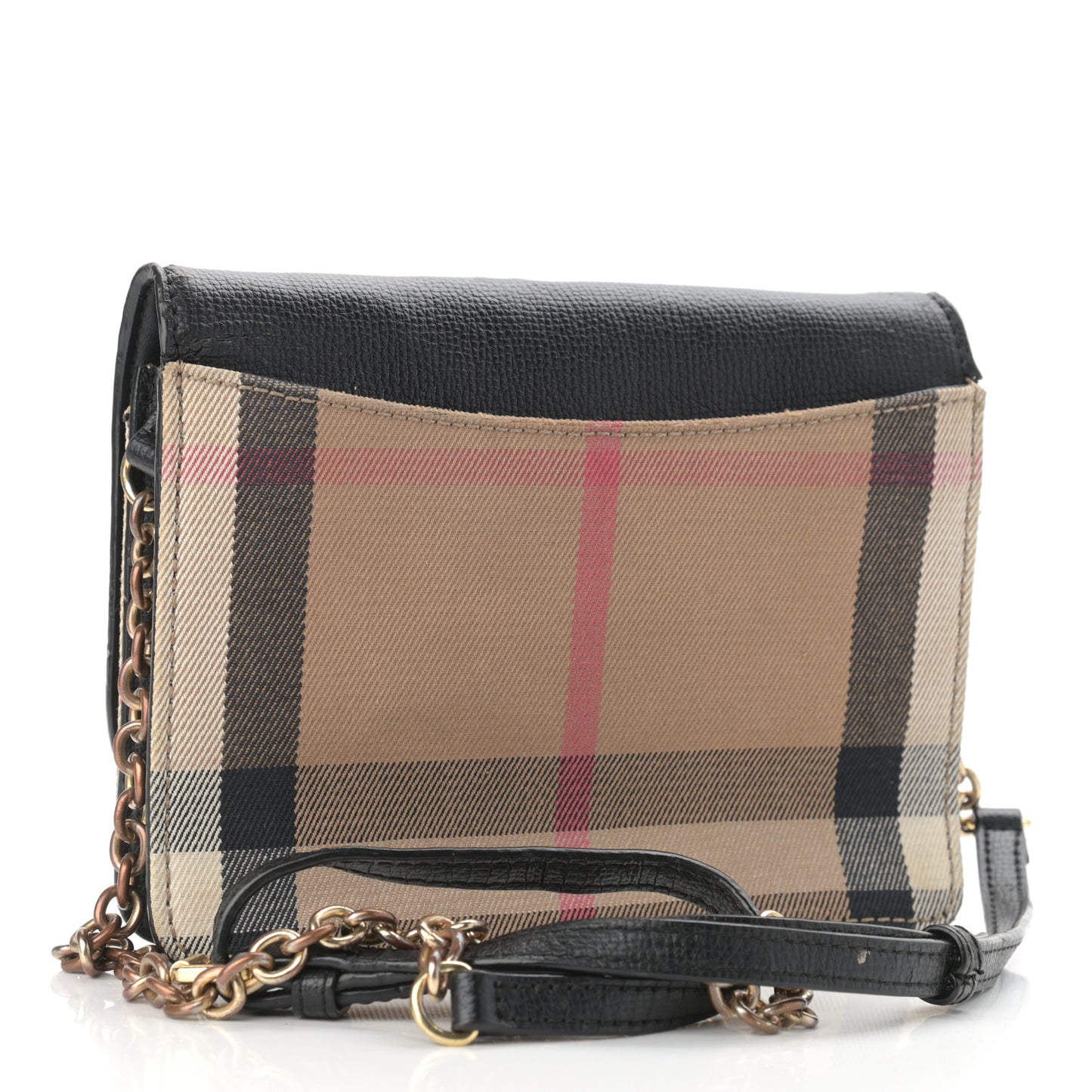 Derby Calfskin House Check Wallet On Chain Black
