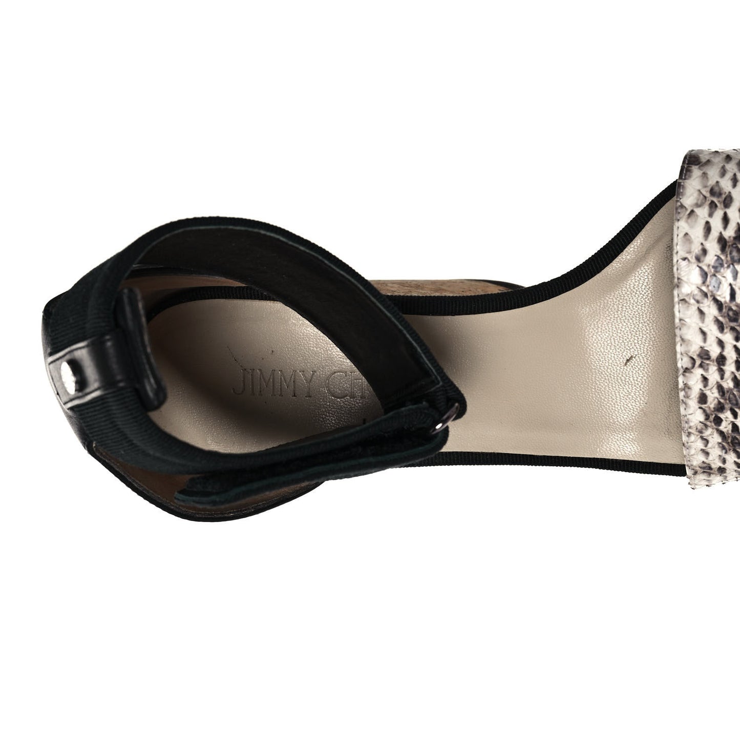 Watersnake Grosgrain Neston Cork Wedge Sandals 38 Black