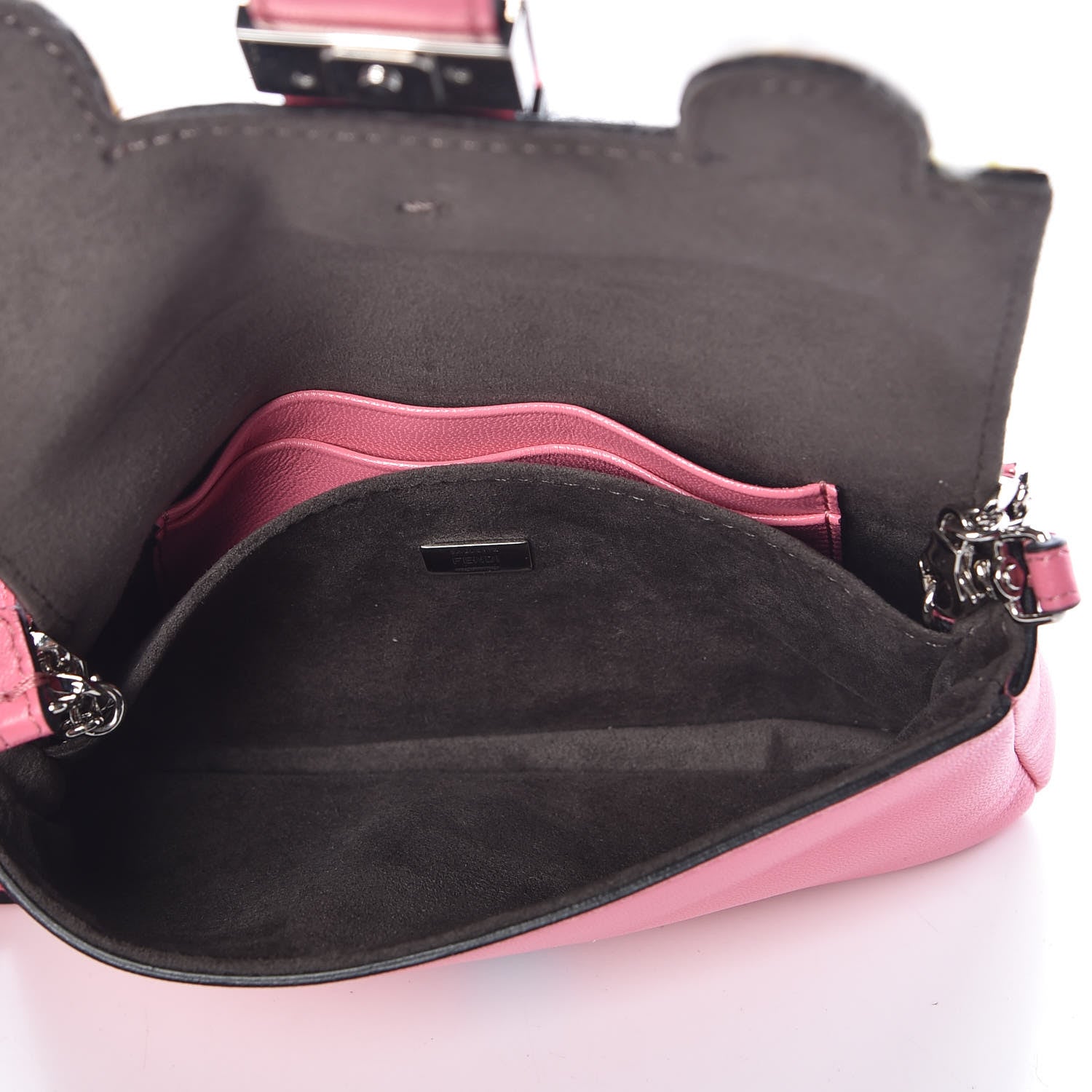 Fendi Nappa Rabbit Fox Fur Micro Buggie Baguette Rosa Fluo Multicolor 5 of 11