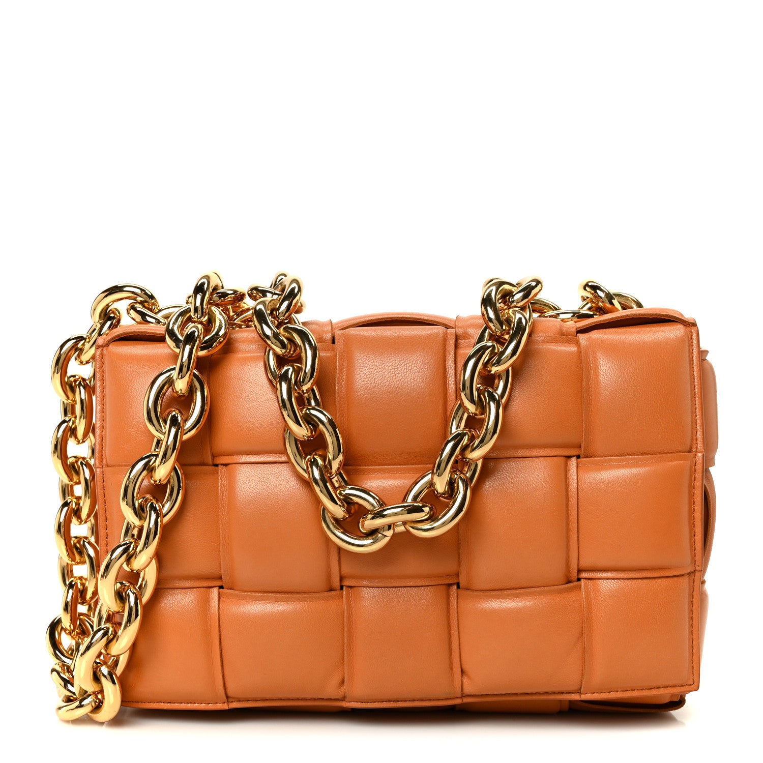 Bottega Veneta Lambskin Maxi Intreccio Padded Chain Cassette Crossbody Bag Caramel 1 of 12