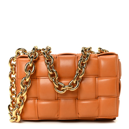 Bottega Veneta Lambskin Maxi Intreccio Padded Chain Cassette Crossbody Bag Caramel 1 of 12