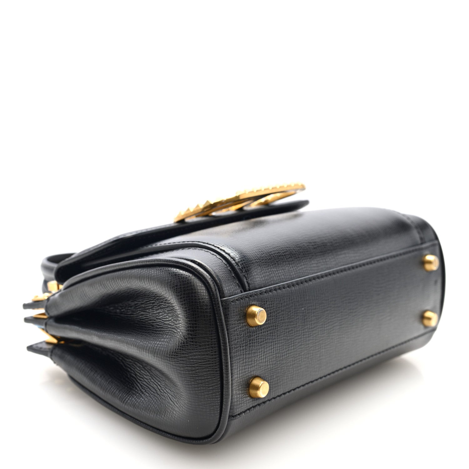 Valentino Garavani Grainy Calfskin Rockstud Alcove Top-Handle Bag Black 4 of 9