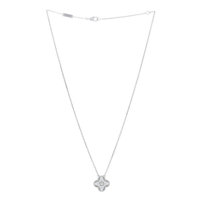 Van Cleef & Arpels 18K White Gold Diamond Vintage Alhambra Pendant Necklace 3 of 5