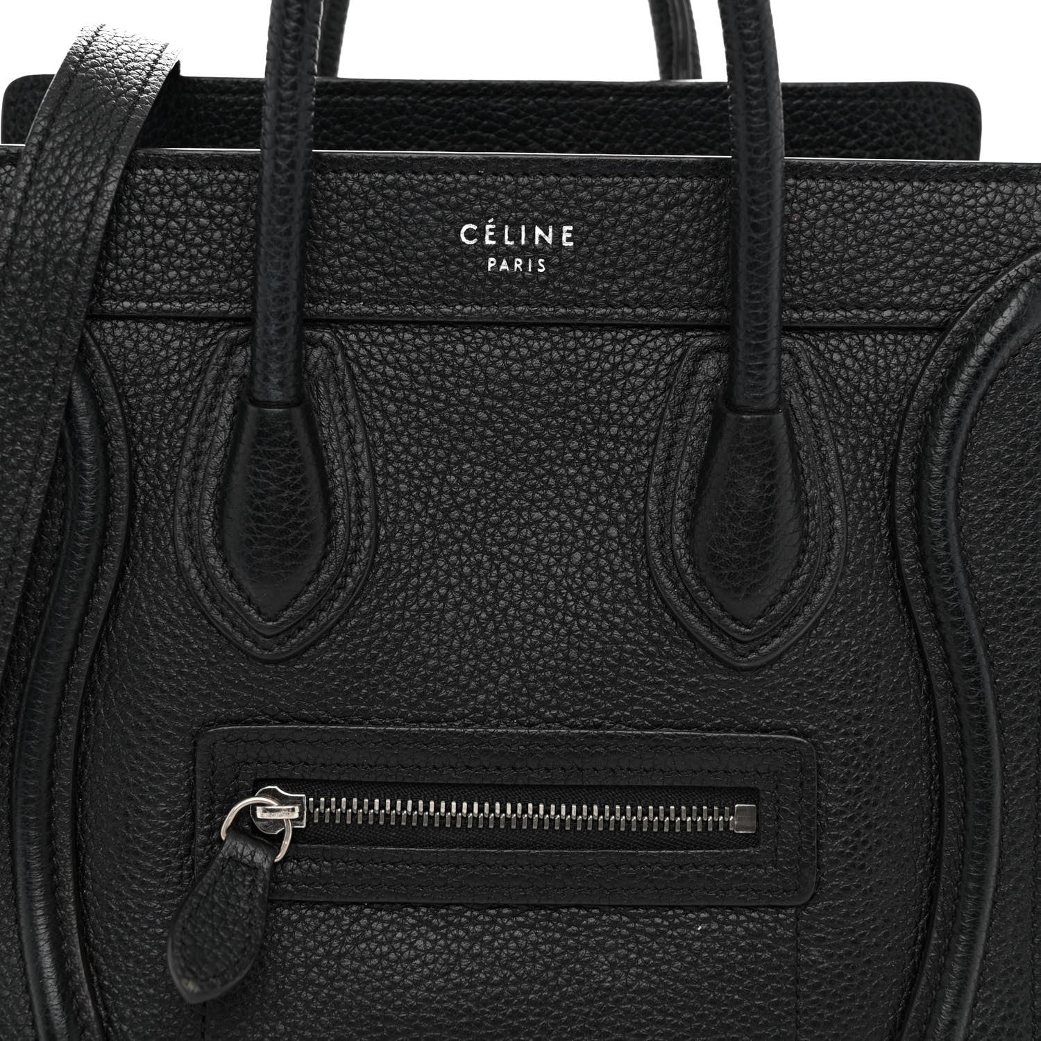 Celine Drummed Calfskin Nano Luggage Black 7 of 10