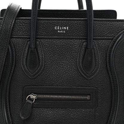 Celine Drummed Calfskin Nano Luggage Black 7 of 10
