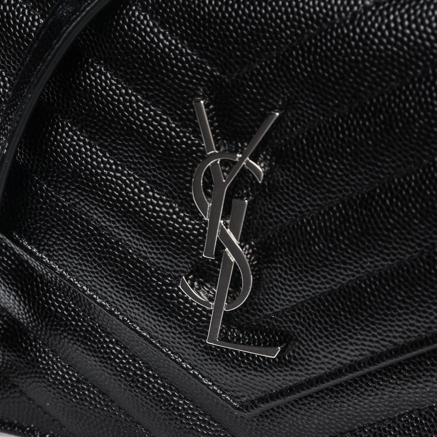 Saint Laurent Sheepskin Matelasse Chevron Monogram Large College Satchel Black 15 of 15