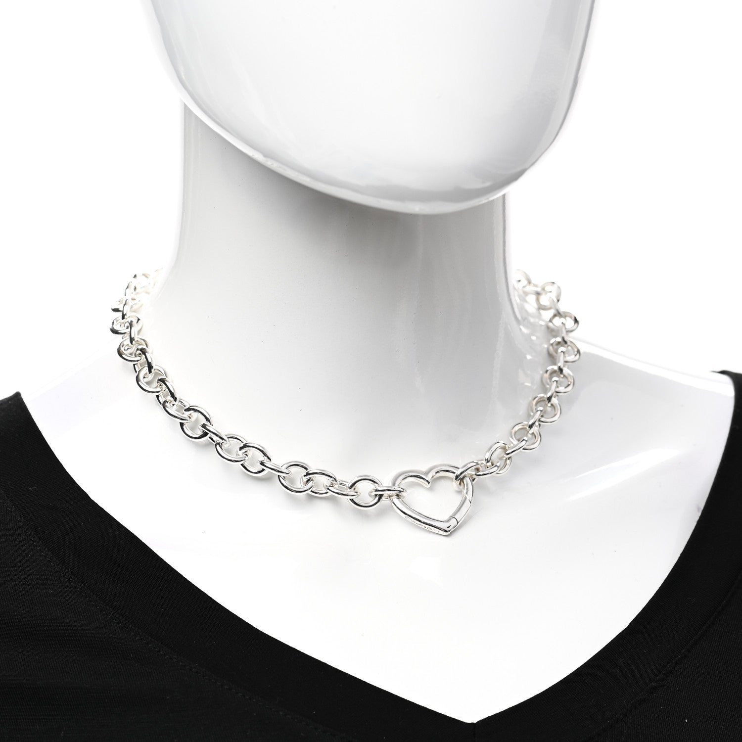 Tiffany Sterling Silver Heart Clasp Choker Necklace 2 of 4