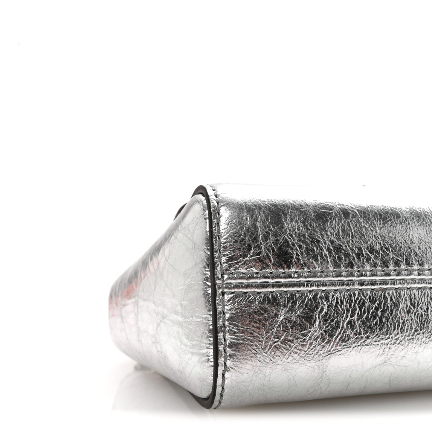 Metallic Crinkled Calfskin Mini Lily Silver