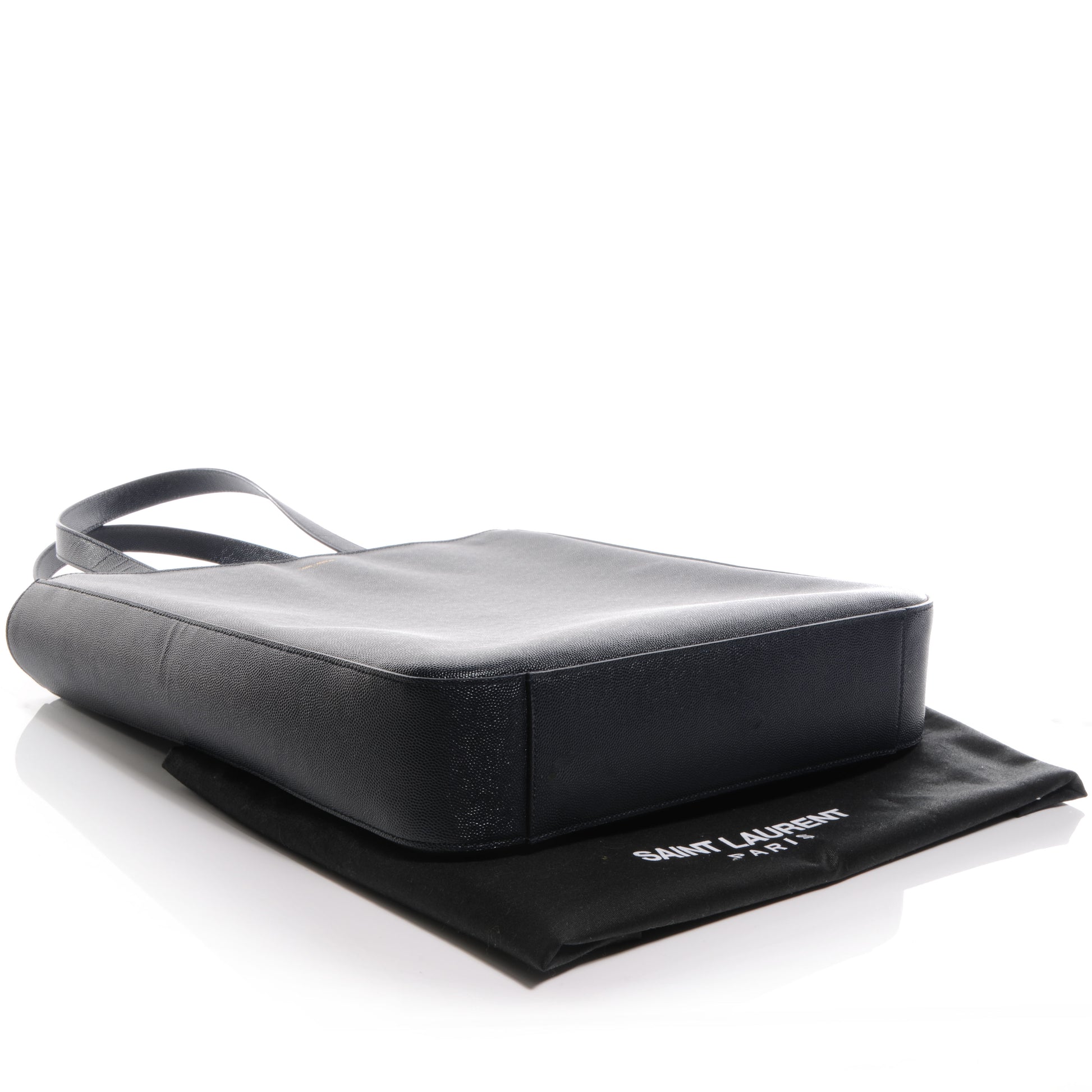 Saint Laurent Textured Grain de Poudre Leather North/South Medium Museum Tote Navy Blue 4 of 8
